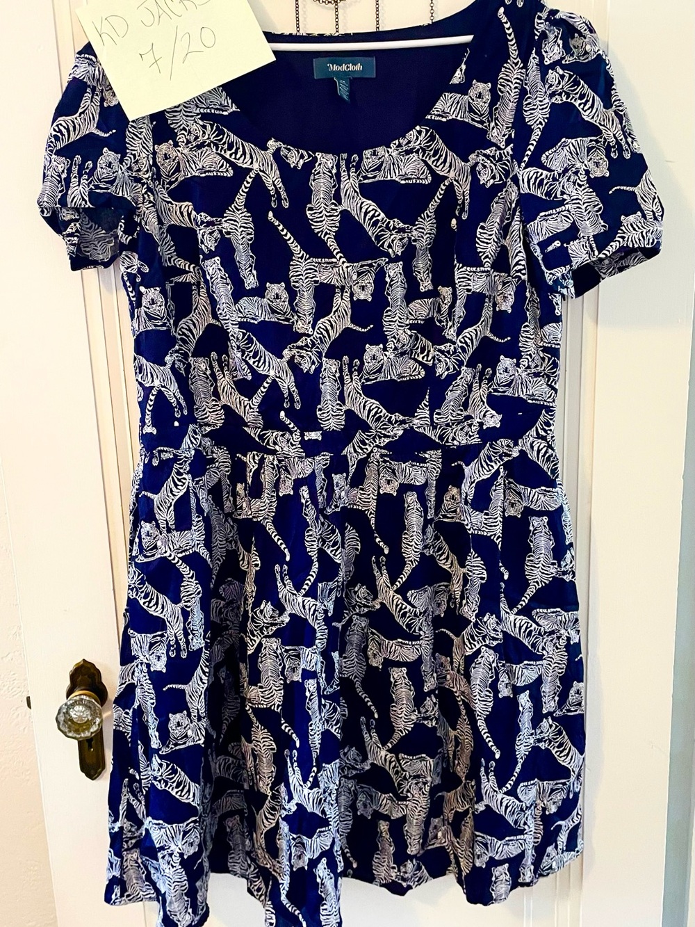 ModCloth Navy Blue Tiger Print Dress